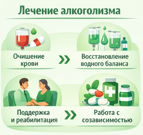 лечение алкоголизма в Каргате этапы